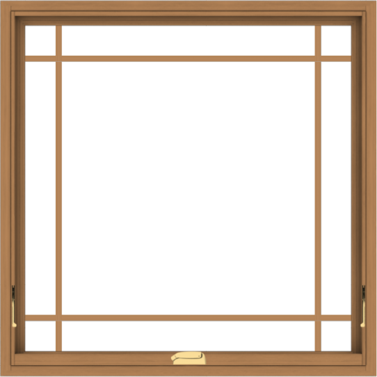 WDMA 40x40 (39.5 x 39.5 inch) Oak Wood Dark Brown Bronze Aluminum Crank out Awning Window with Prairie Grilles