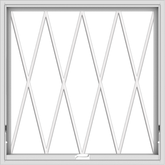 WDMA 40x40 (39.5 x 39.5 inch) White Vinyl uPVC Crank out Awning Window without Grids with Diamond Grills