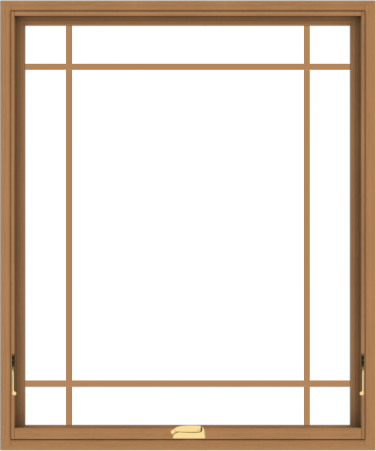 WDMA 40x48 (39.5 x 47.5 inch) Oak Wood Dark Brown Bronze Aluminum Crank out Awning Window with Prairie Grilles