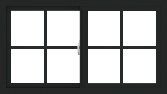 WDMA 42x24 (41.5 x 23.5 inch) Vinyl uPVC Black Slide Window with Colonial Grids Exterior