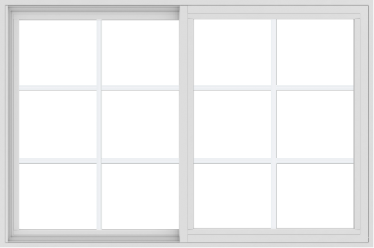 WDMA 54x36 (53.5 x 35.5 inch) Vinyl uPVC White Slide Window with Colonial Grids Exterior