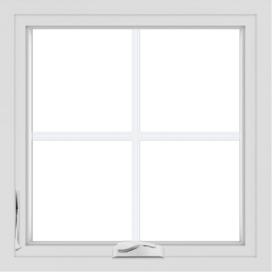 WDMA 24x24 (23.5 x 23.5 inch) White uPVC/Vinyl Crank out Casement Window with Colonial Grilles