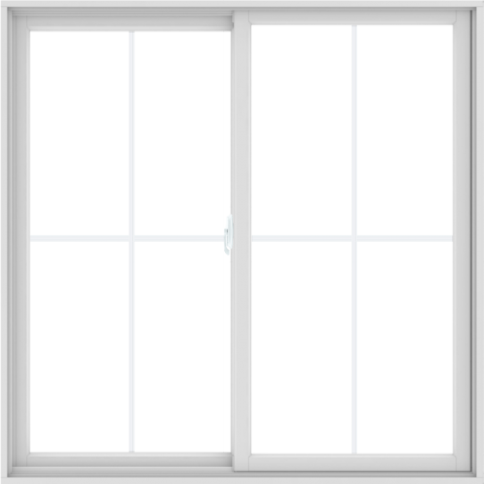 WDMA 60X60 (59.5 x 59.5 inch) White uPVC/Vinyl Sliding Window with Colonial Grilles