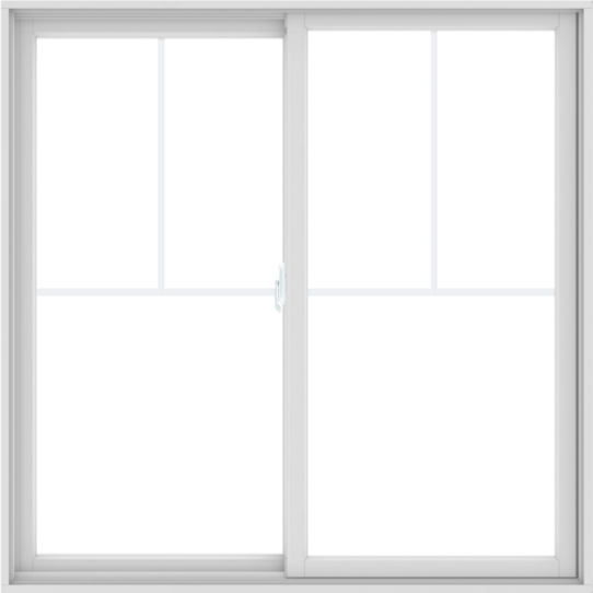 WDMA 60X60 (59.5 x 59.5 inch) White uPVC/Vinyl Sliding Window with Fractional Grilles