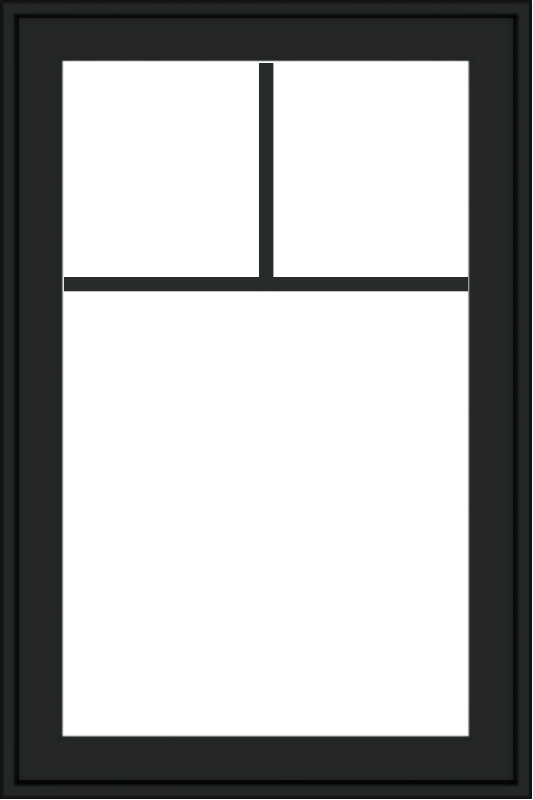 WDMA 24x36 (23.5 x 35.6 inch) black uPVC/Vinyl Push out Casement Window with Fractional Grilles Exterior