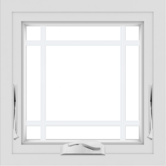 WDMA 24x24 (23.5 x 23.5 inch) black uPVC/Vinyl Crank out Awning Window with Prairie Grilles Interior