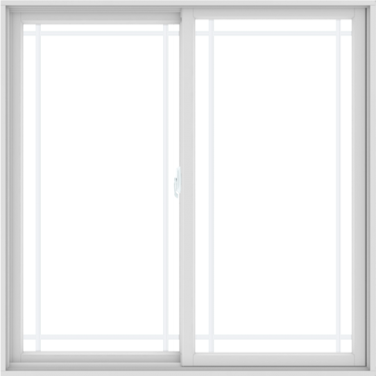 WDMA 60X60 (59.5 x 59.5 inch) White uPVC/Vinyl Sliding Window with Prairie Grilles