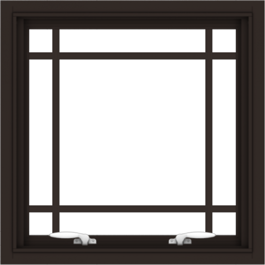 WDMA 24x24 (23.5 x 23.5 inch) Dark Bronze Aluminum Push out Awning Window with Prairie Grilles