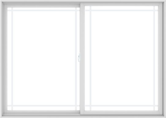 WDMA 84X60 (83.5 x 59.5 inch) White uPVC/Vinyl Sliding Window with Prairie Grilles