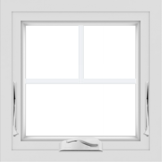 WDMA 24x24 (23.5 x 23.5 inch) White Aluminum Crank out Awning Window with Fractional Grilles