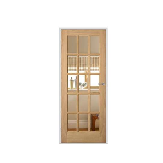 China WDMA Solid Main Exterior Door Wood With Glass Carving Design
