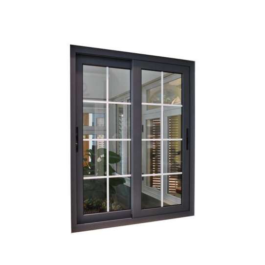 WDMA Strong Frame Double Tempered Glass Sliding Window With Iron Window Grill Design For Sales