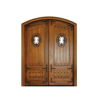 WDMA Wide Polish Design Outdoor Outer External Entrance Double Front Wooden Door Sheet With Grill