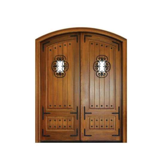 WDMA Wide Polish Design Outdoor Outer External Entrance Double Front Wooden Door Sheet With Grill